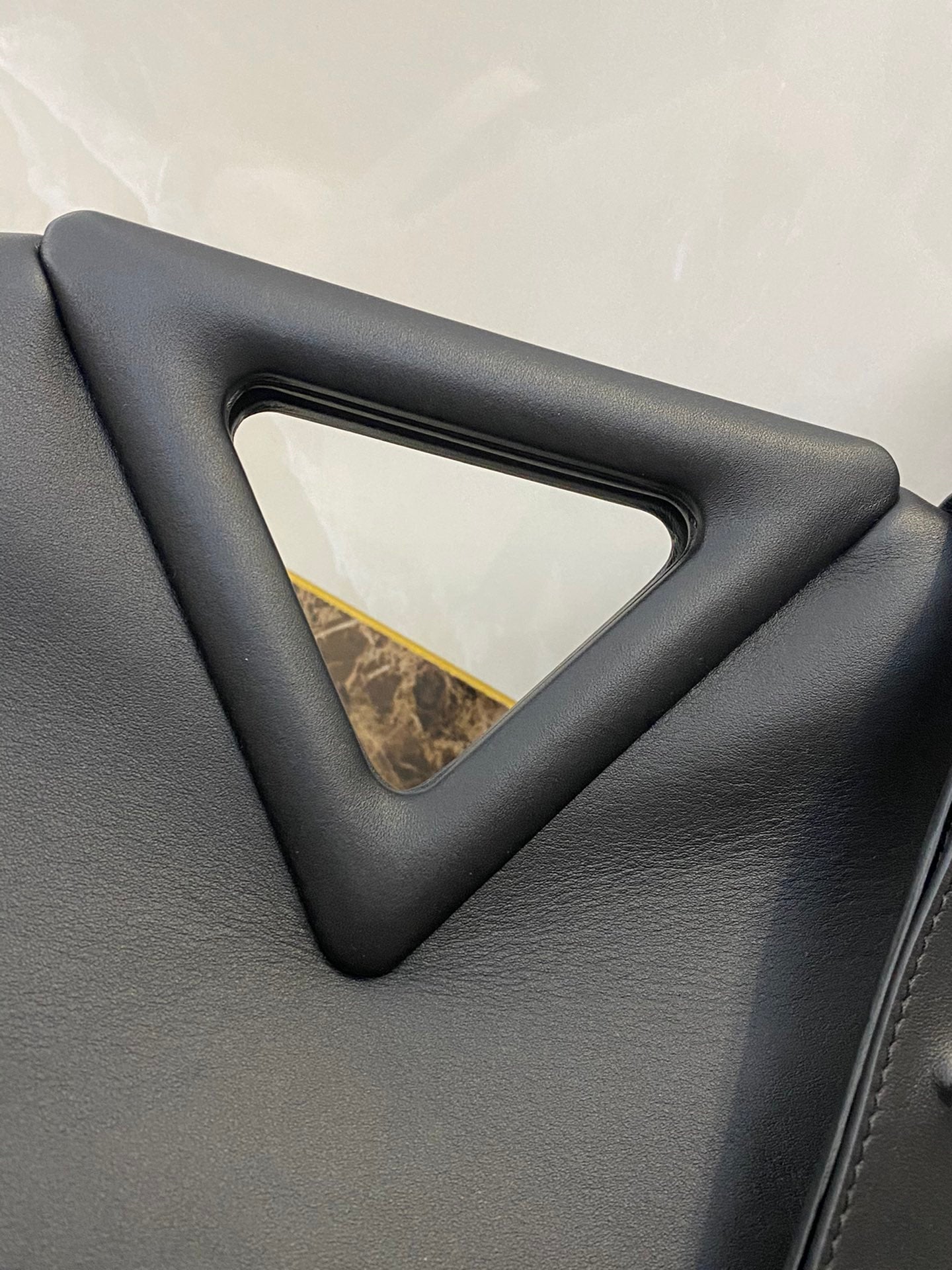 TRIANGLE HANDLE BAG 31 IN BLACK LAMBSKIN