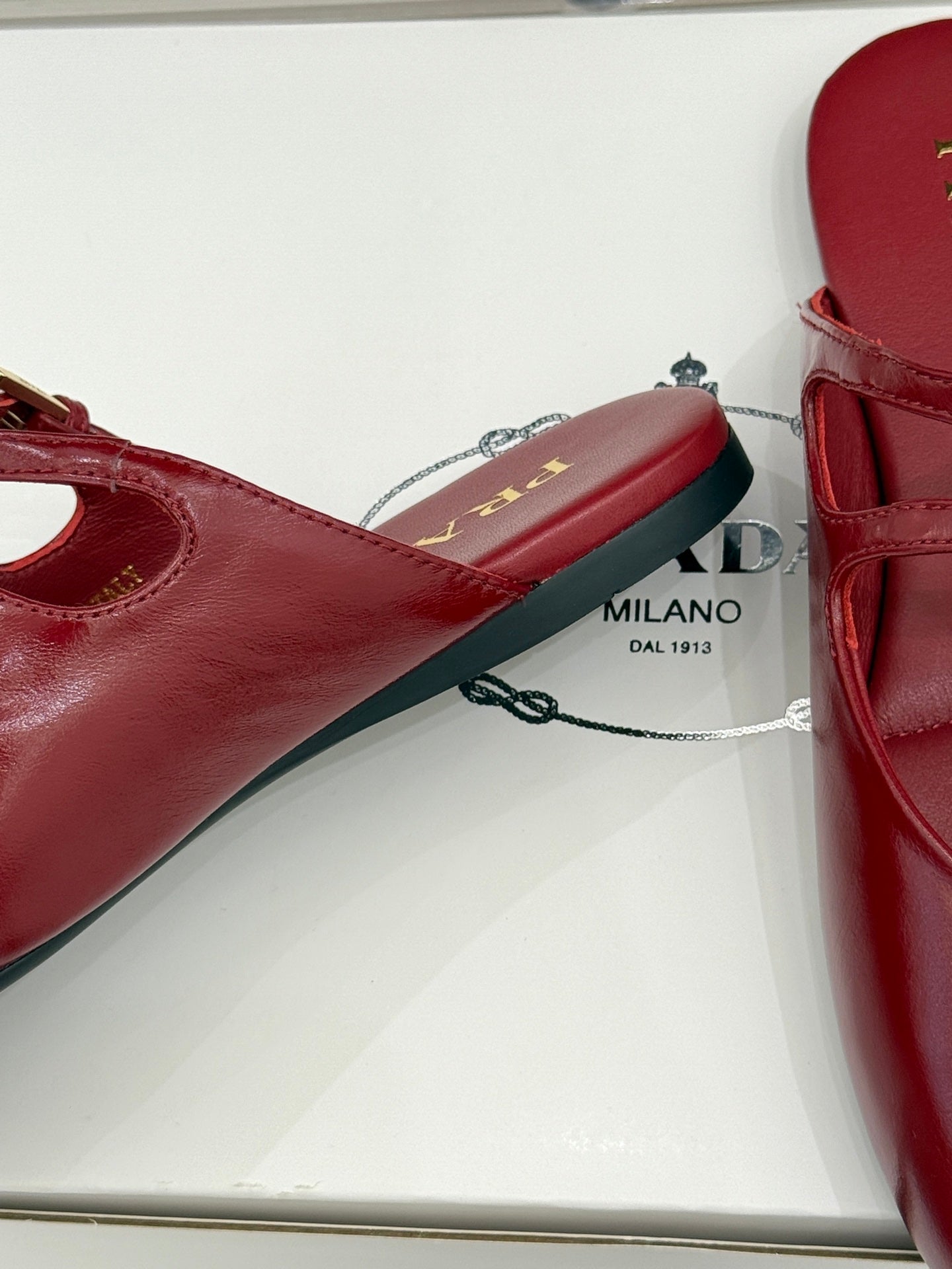 PRADA 25S DUAL MARY JANE BALLERINA MULES IN RED WINE CALFSKIN