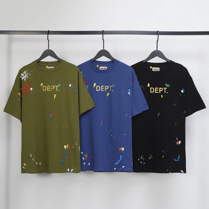 Gallery Dept T Shirts  Splashed Ink Printing Loose Short Sleeve Base Lining