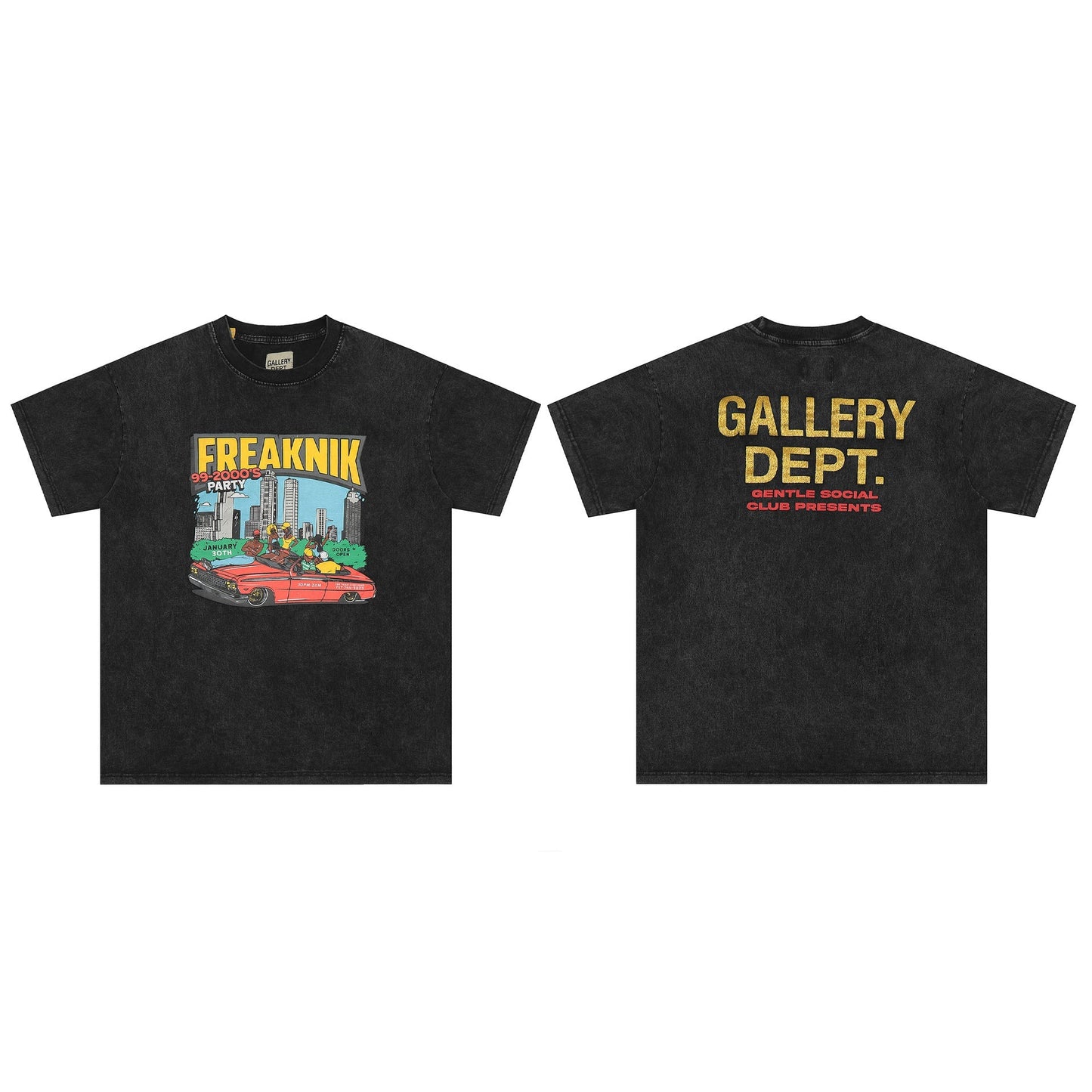 Gallery Dept T Shirts Car Painted Print Washed Short Sleeve plus Size